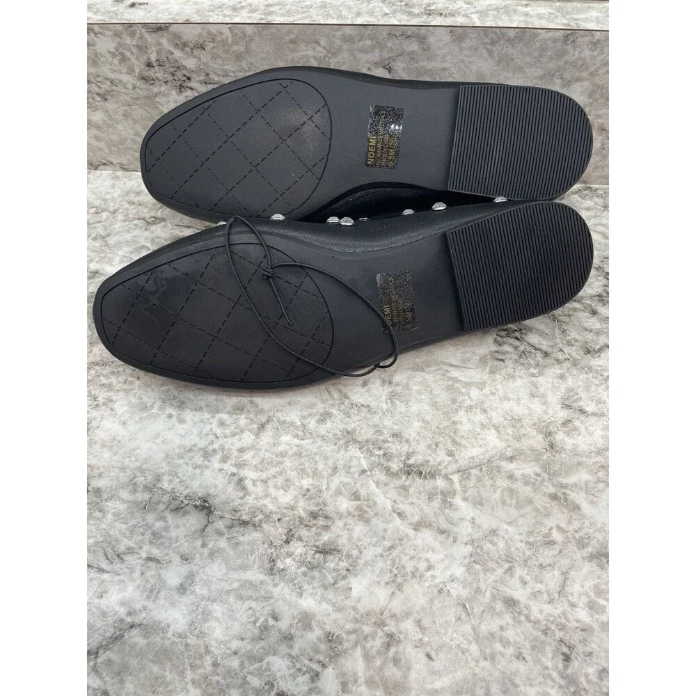 Pop Women's Size 6.5 M, Noemi Casual Ballet Flats, Black, Buckle Gem Accents New